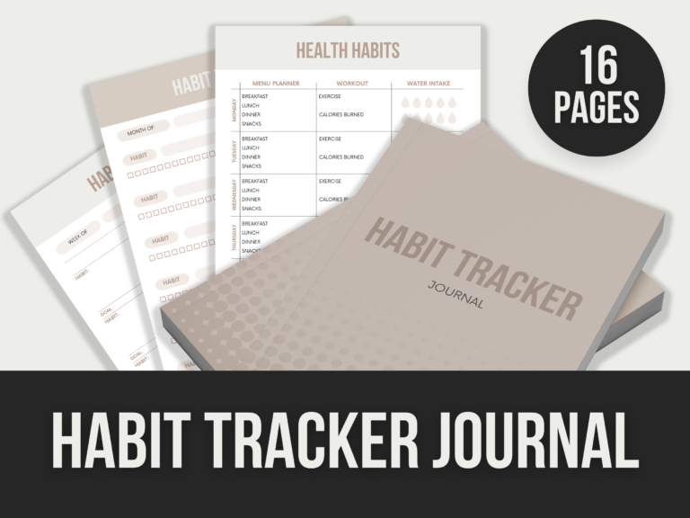 Habit Tracker Journal – Editable Canva Templates with PLR Rights