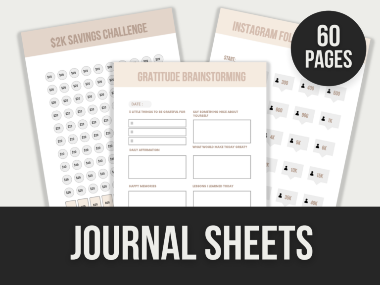 Journal Sheets – 60-Page Editable Canva Template with PLR Rights