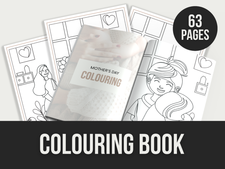 Mother’s Day Colouring Book – 63-Page Editable Canva Template with PLR Rights