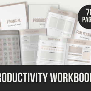 Productivity Workbook – 78-Page Editable Canva Template with PLR Rights