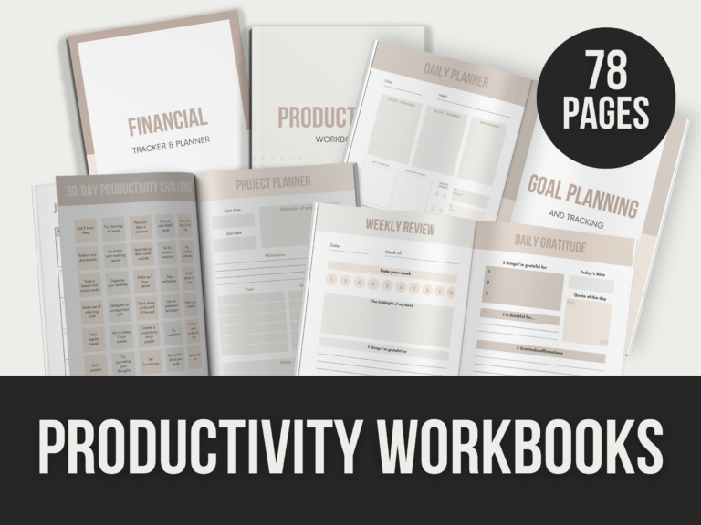 Productivity Workbook – 78-Page Editable Canva Template with PLR Rights