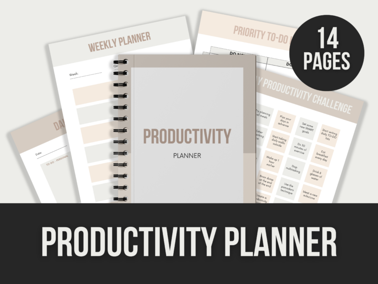 Productivity Planner – 14-Page Editable Canva Template with PLR Rights