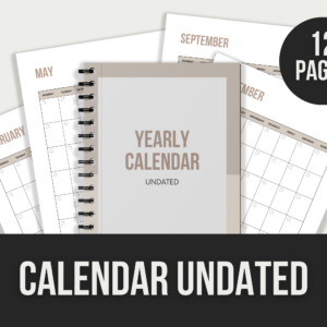 Undated Calendar – Editable Canva Templates with PLR Rights