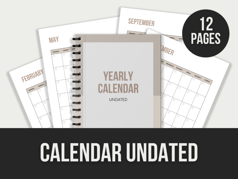 Undated Calendar – Editable Canva Templates with PLR Rights