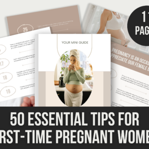 50 Essential Tips for First-Time Pregnant Women – 11-Page Editable Canva Template with PLR Rights