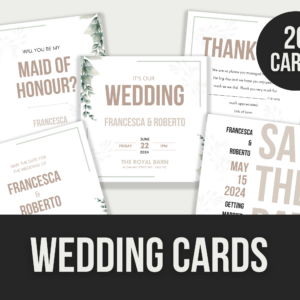 Wedding Cards – 20 Editable Canva Templates with PLR Rights