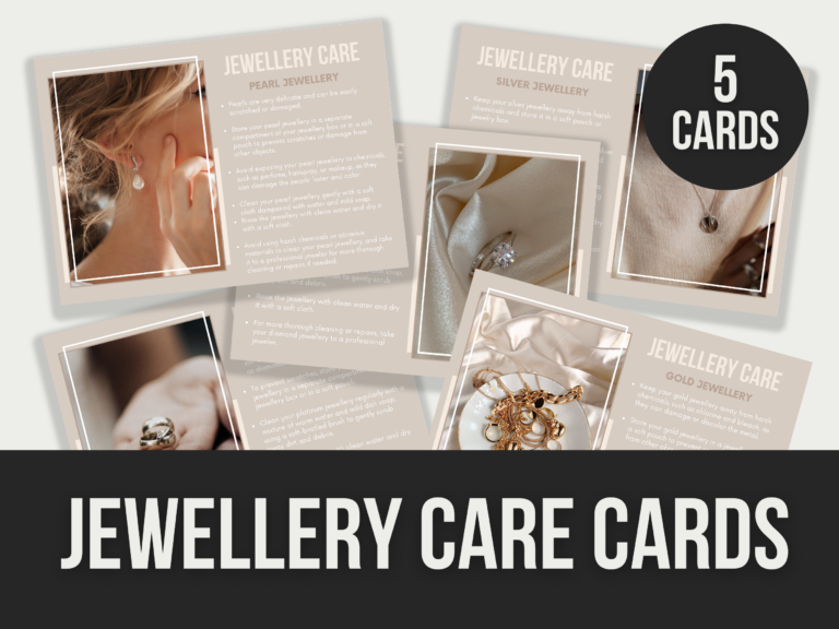 Jewellery Care Cards – Editable Canva Templates with PLR Rights