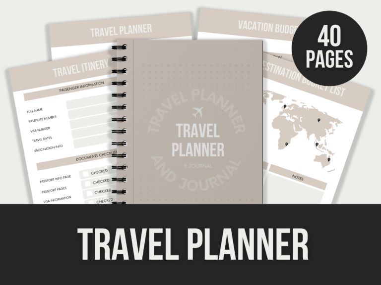 Travel Planner – 40-Page Editable Canva Templates with PLR Rights