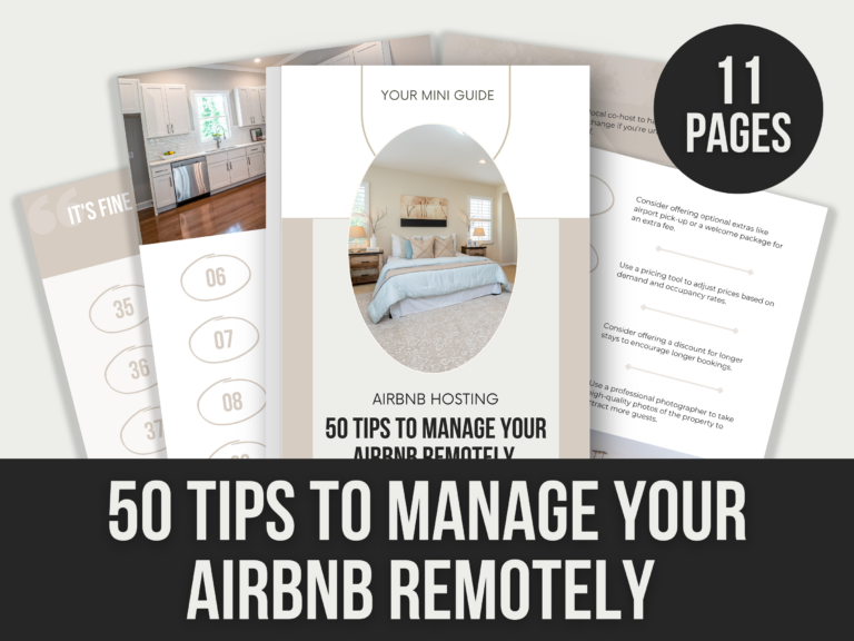 50 Tips to Manage Your Airbnb Remotely – 11-Page Editable Canva Templates with PLR Rights