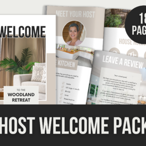 Host Welcome Pack – 18-Page Editable Canva Templates with PLR Rights