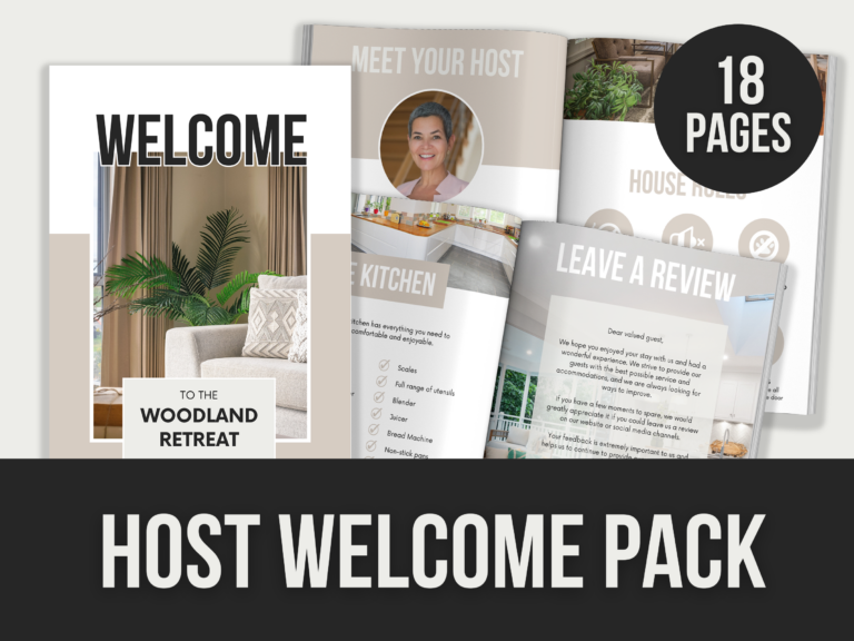 Host Welcome Pack – 18-Page Editable Canva Templates with PLR Rights