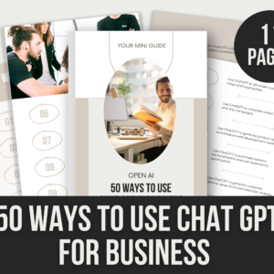 50 Ways to Use ChatGPT for Business – 11-Page Editable Canva Templates with PLR Rights