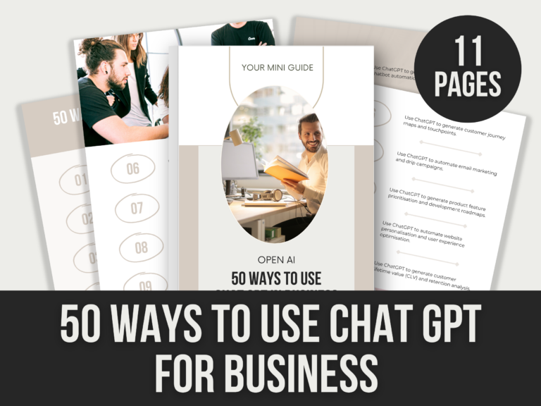 50 Ways to Use ChatGPT for Business – 11-Page Editable Canva Templates with PLR Rights