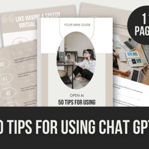 50 Tips for Using ChatGPT – 11-Page Editable Canva Templates with PLR Rights