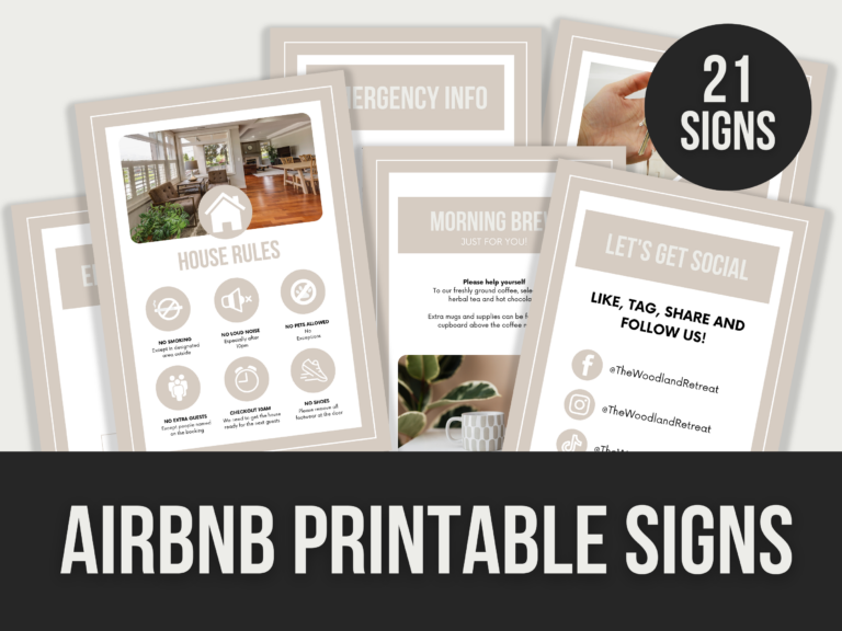 Airbnb Printable Signs – 21 Editable Canva Templates with PLR Rights