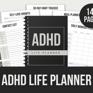 ADHD Life Planner – Editable Canva Templates with PLR Rights