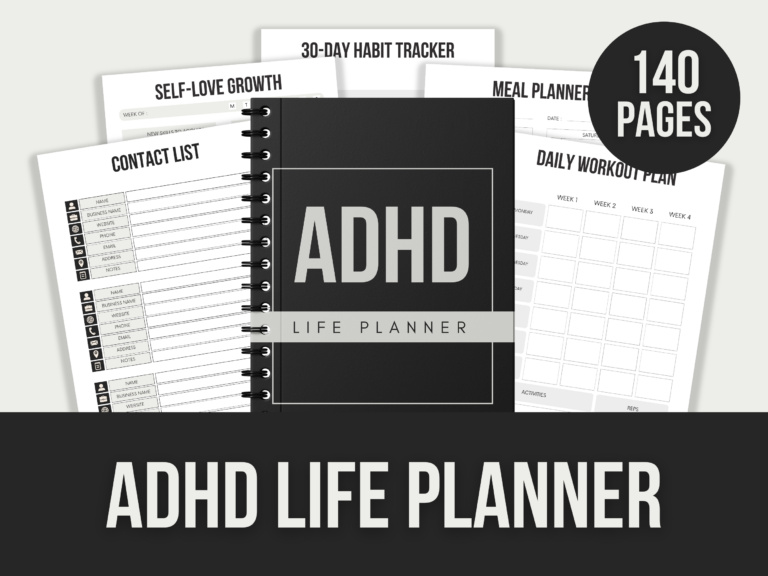 ADHD Life Planner – Editable Canva Templates with PLR Rights