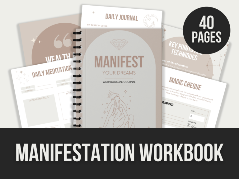 Manifestation Workbook – 40-Page Editable Canva Templates with PLR Rights
