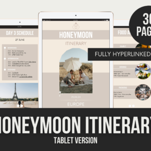 Honeymoon Itinerary Tablet – Editable Canva Templates with PLR Rights