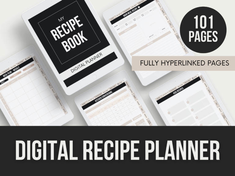 Digital Recipe Planner – 101-Page Editable Canva Templates with PLR Rights