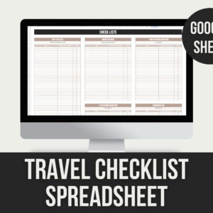 Travel Checklist Spreadsheet – Editable Google Sheet with PLR Rights