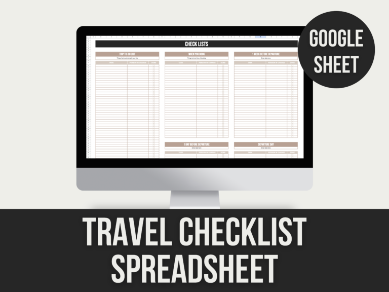 Travel Checklist Spreadsheet – Editable Google Sheet with PLR Rights