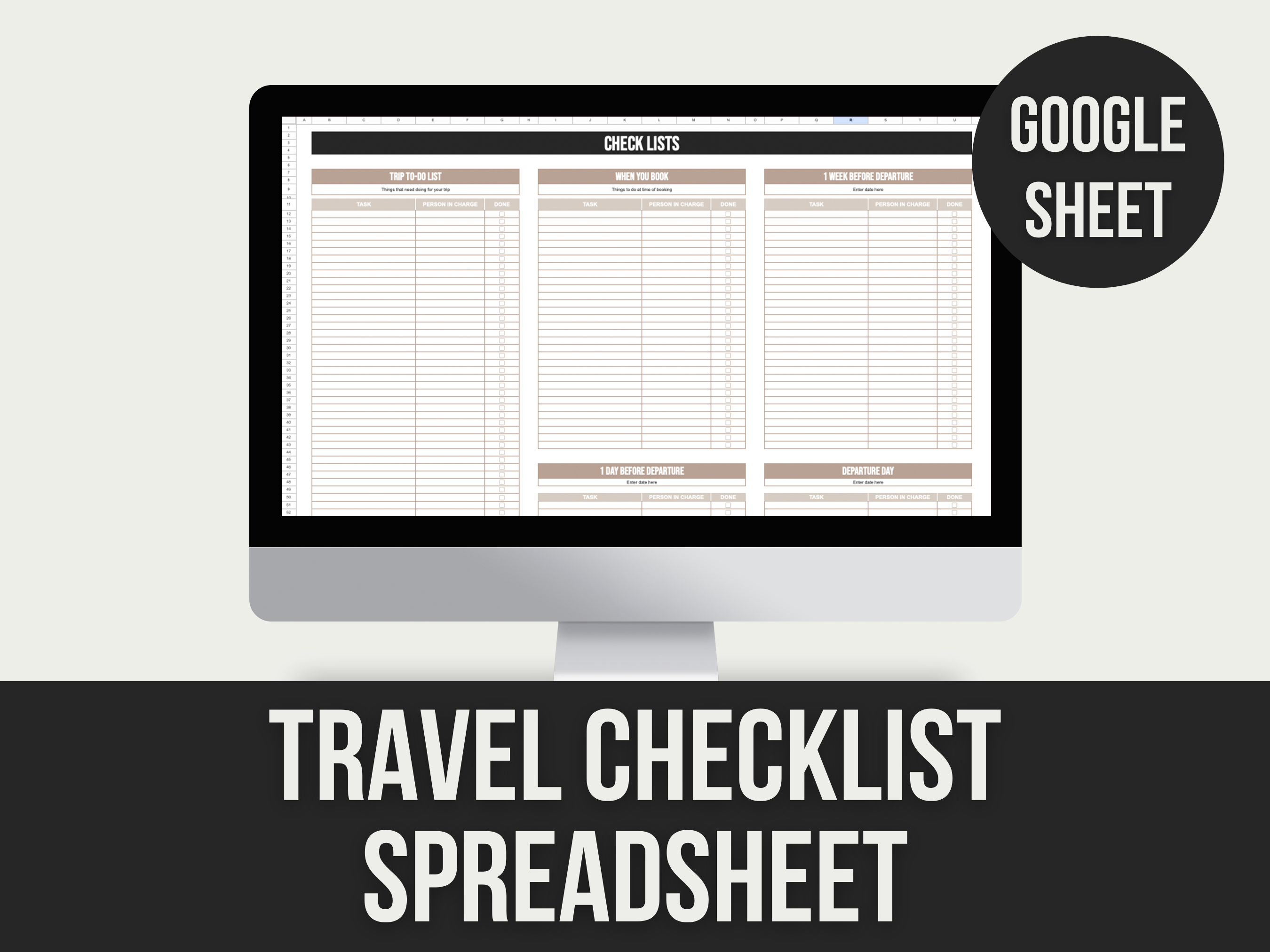 Travel Checklist Spreadsheet – Editable Google Sheet with PLR Rights