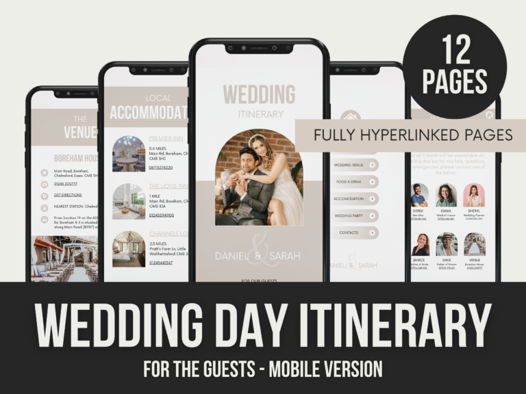 Wedding Day Itinerary – Editable Canva Templates with PLR Rights