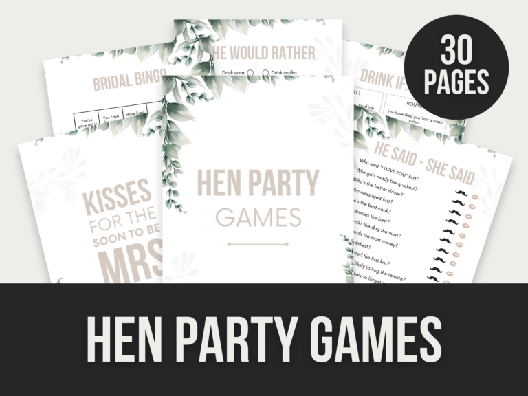 Hen Party Games – Editable Canva Templates with PLR Rights