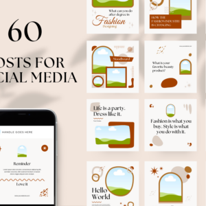 Editable Adorable Fashion Social Media Templates – 60 Designs with PLR