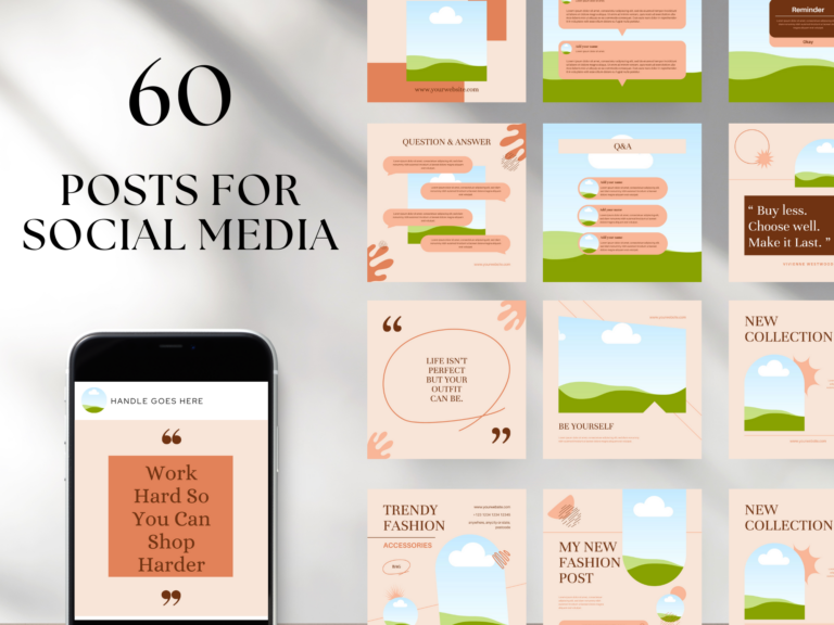 Editable Lovely Fashion Social Media Templates – 60 Designs with PLR