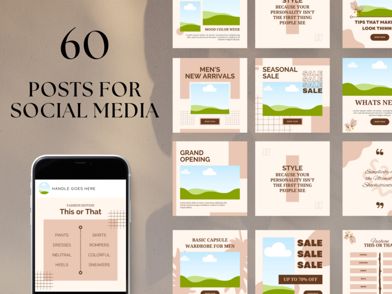 Editable Marvelous Fashion Social Media Templates – 60 Designs with PLR