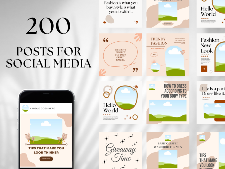 Editable Social Media Canva Templates Bundle – 200 Story Designs with PLR