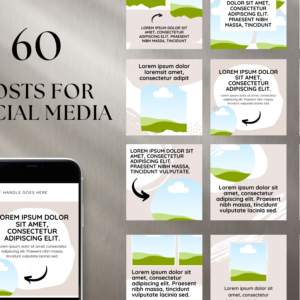 Editable Elegant Fashion Social Media Templates – 60 Designs with PLR