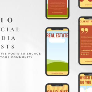 Editable Real Estate Social Media Templates – 110 Designs with PLR
