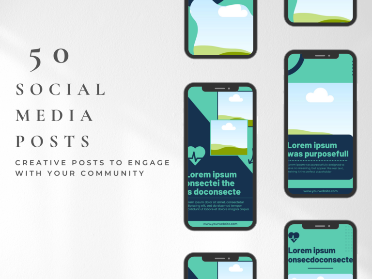 Editable Health Social Media Story Templates – 50 Designs with PLR