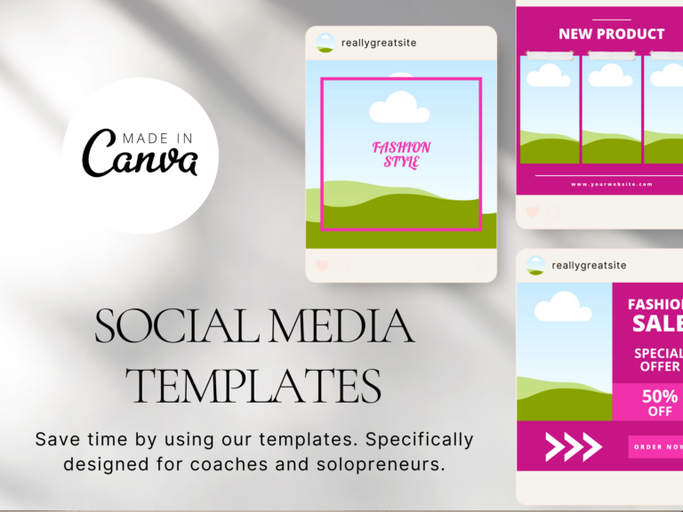 Editable Fashion Social Media Canva Templates – 240 Designs with PLR