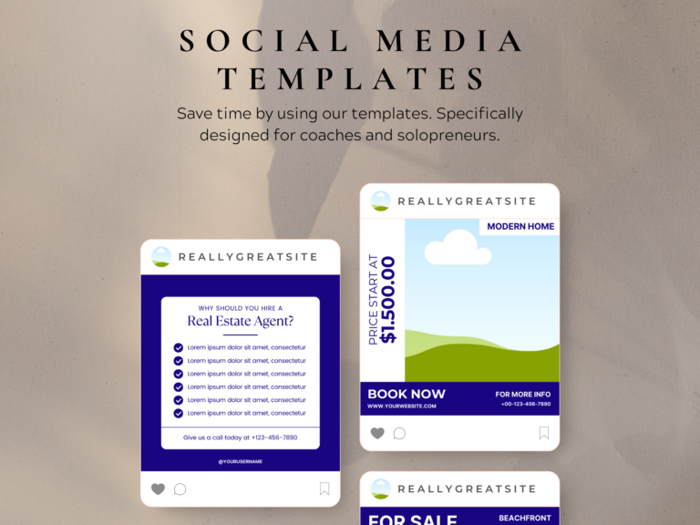 Editable Real Estate Social Media Canva Templates – 60 Designs with PLR