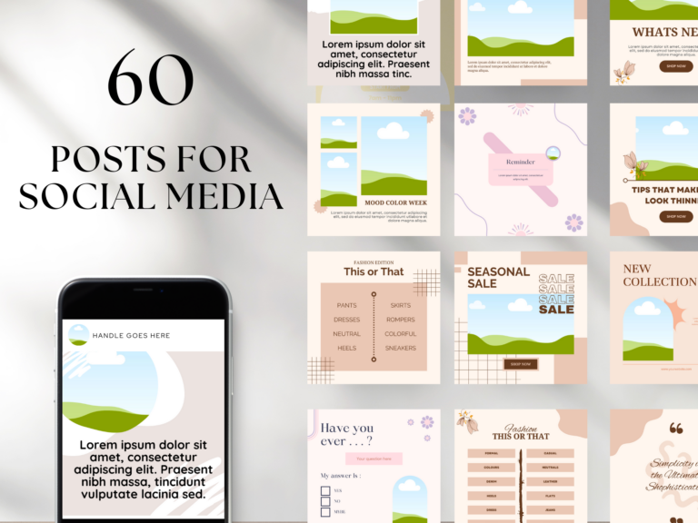 Editable Social Media Canva Templates – 240 Designs with PLR