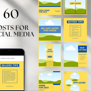 Editable Real Estate Social Media Canva Templates – 60 Designs with PLR