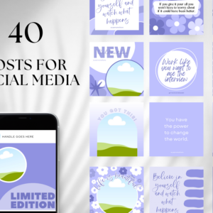 Editable Social Media Instagram Canva Templates – 40 Designs with PLR