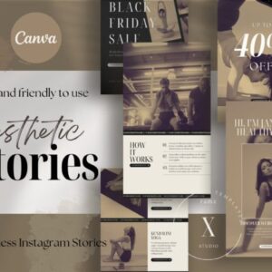 Aesthetic Coach Stories – Editable Canva Templates with PLR