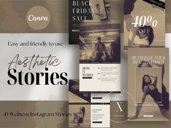 Aesthetic Coach Stories – Editable Canva Templates with PLR