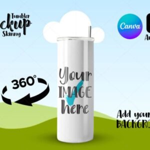 Animated 20oz Skinny Tumbler Canva Mockup Template with PLR – Editable Design for Professionals