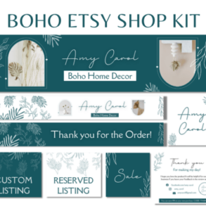 Boho Etsy Shop Templates Kit with PLR – Editable Designs for Professional Etsy Store Branding
