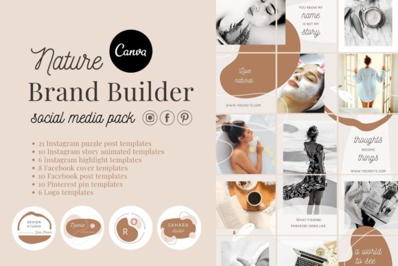 Canva Branding Kit Social Media Pack – Fully Customizable Templates with PLR