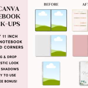 Spiral Notebook Mockup Canva Template with PLR – Editable for Digital and Print Designs
