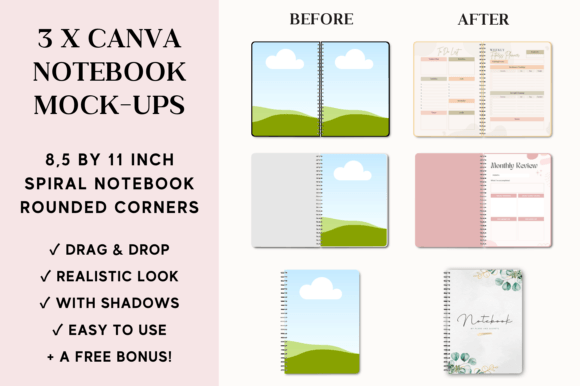 Spiral Notebook Mockup Canva Template with PLR – Editable for Digital and Print Designs