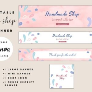 Colorful Etsy Shop Kit Templates with PLR – Editable Canva Designs for Vibrant Store Branding
