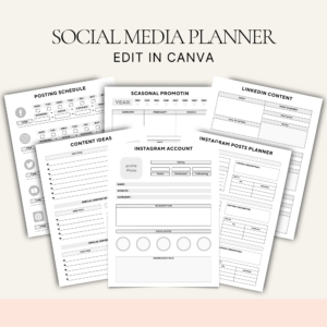 Editable Social Media Planner – Printable Canva Templates with PLR